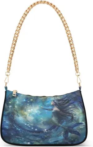 ALAZA Mermaid Nebula Shoulder Bag Purse for Women Tote Handbag with Zipper Closure