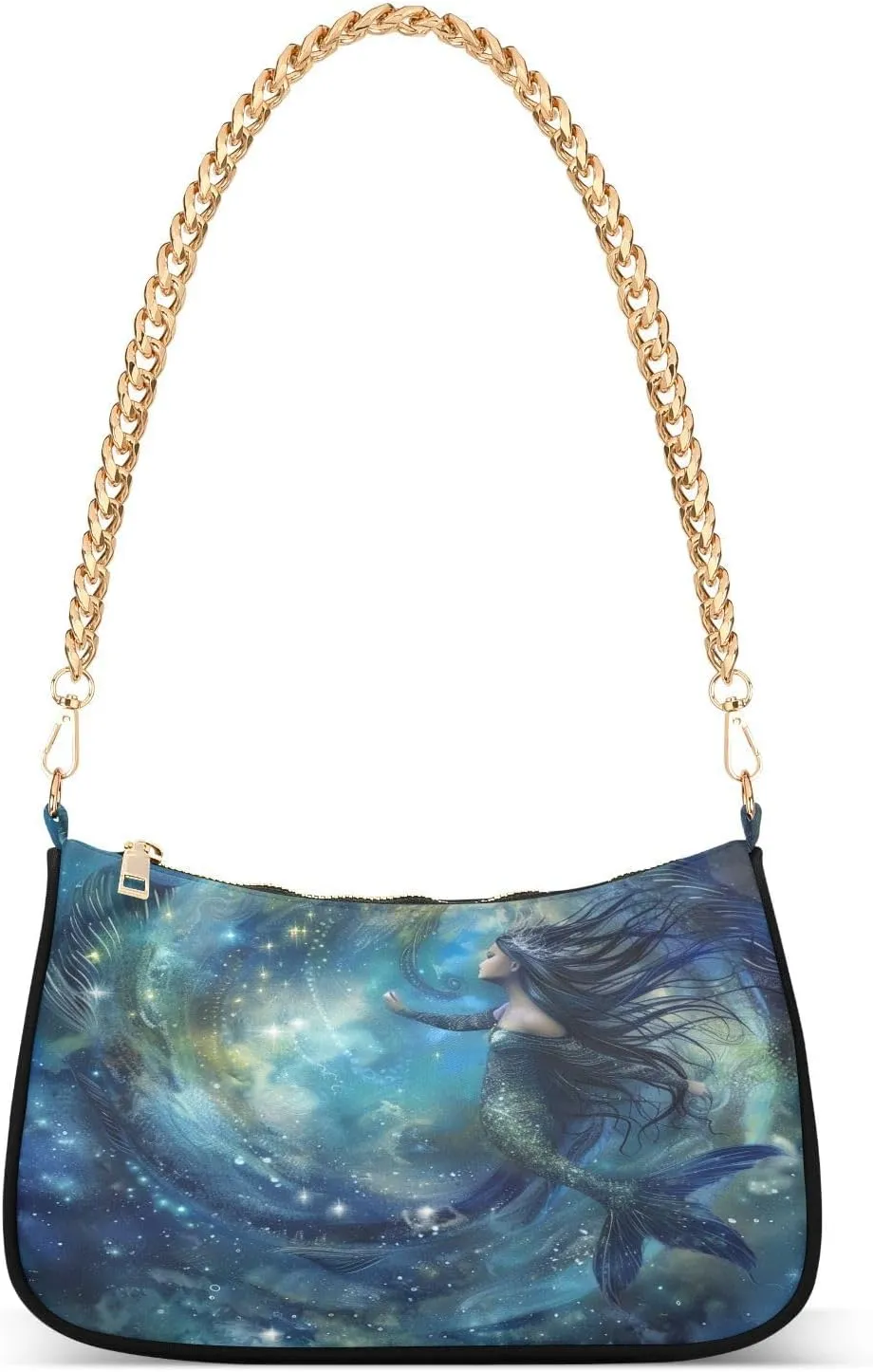 ALAZA Mermaid Nebula Shoulder Bag Purse for Women Tote Handbag with Zipper Closure