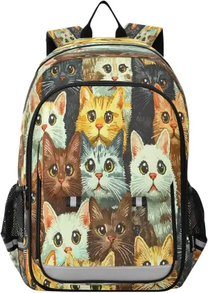 ALAZA Multicolor Cats Pattern School Backpacks Travel Laptop Bag Kids Bookbag for Girls Boys Teens Women Men