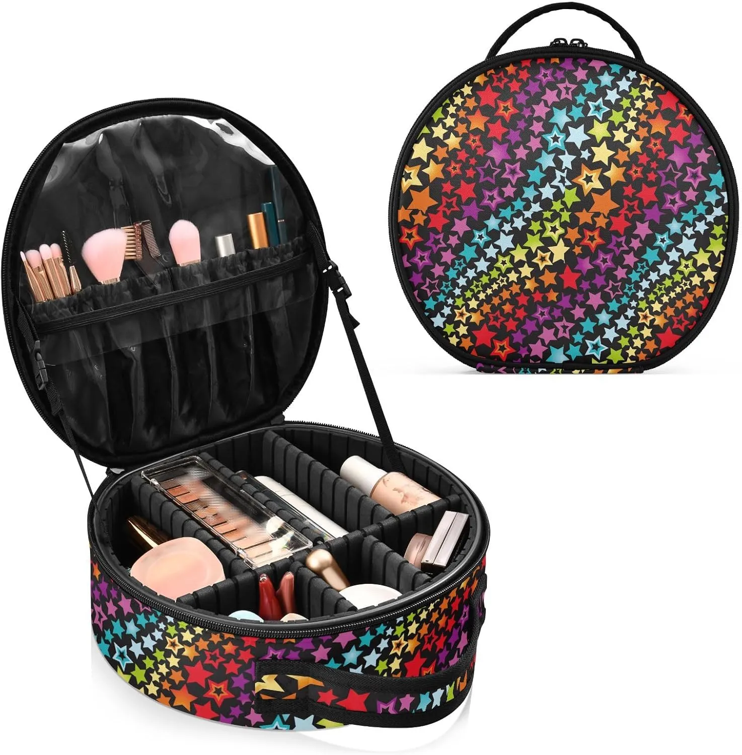 ALAZA Rainbow Stars Travel Cosmetic Organizer Make up Organizer Toiletry Bag