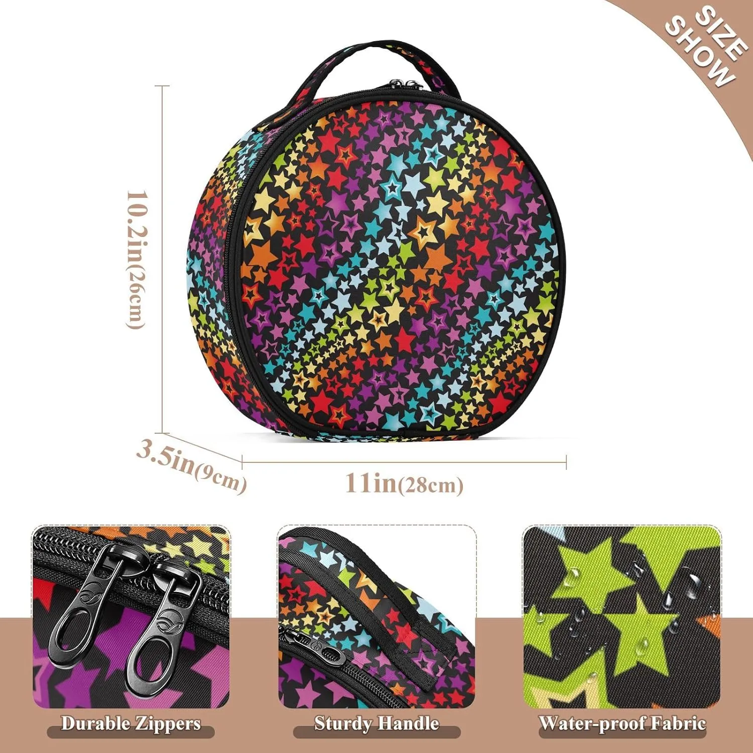 ALAZA Rainbow Stars Travel Cosmetic Organizer Make up Organizer Toiletry Bag