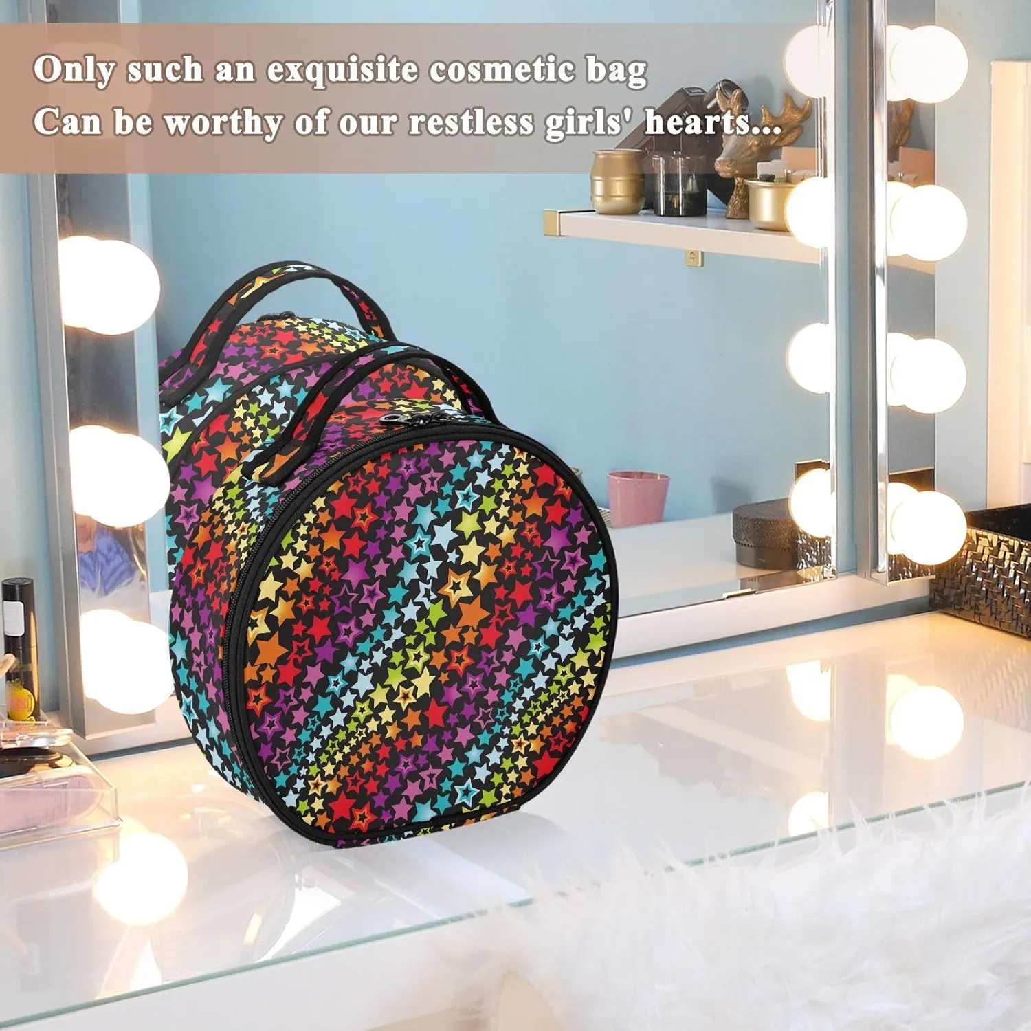 ALAZA Rainbow Stars Travel Cosmetic Organizer Make up Organizer Toiletry Bag