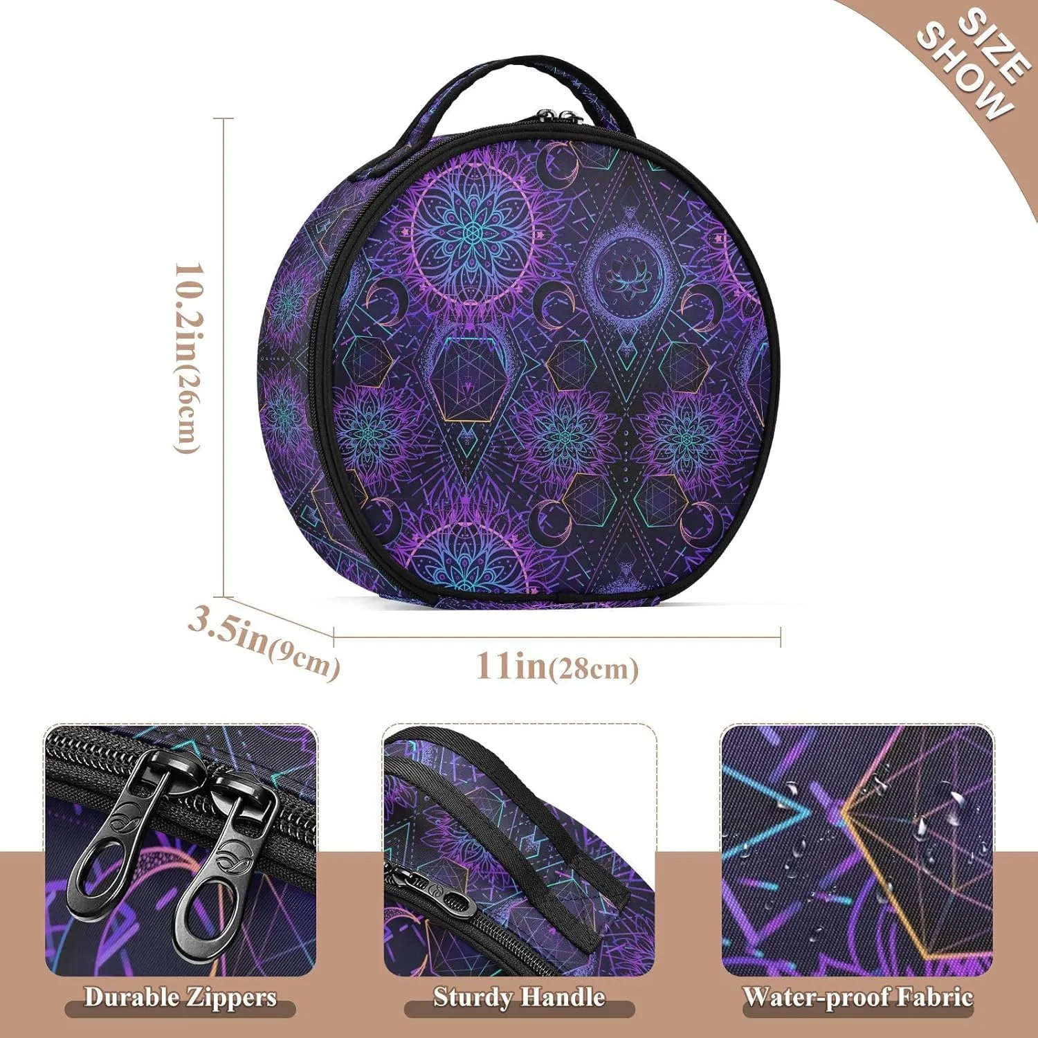 ALAZA Sacred Geometry Makeup Bag Travel Cosmetic Bag Large Toiletry Organizer