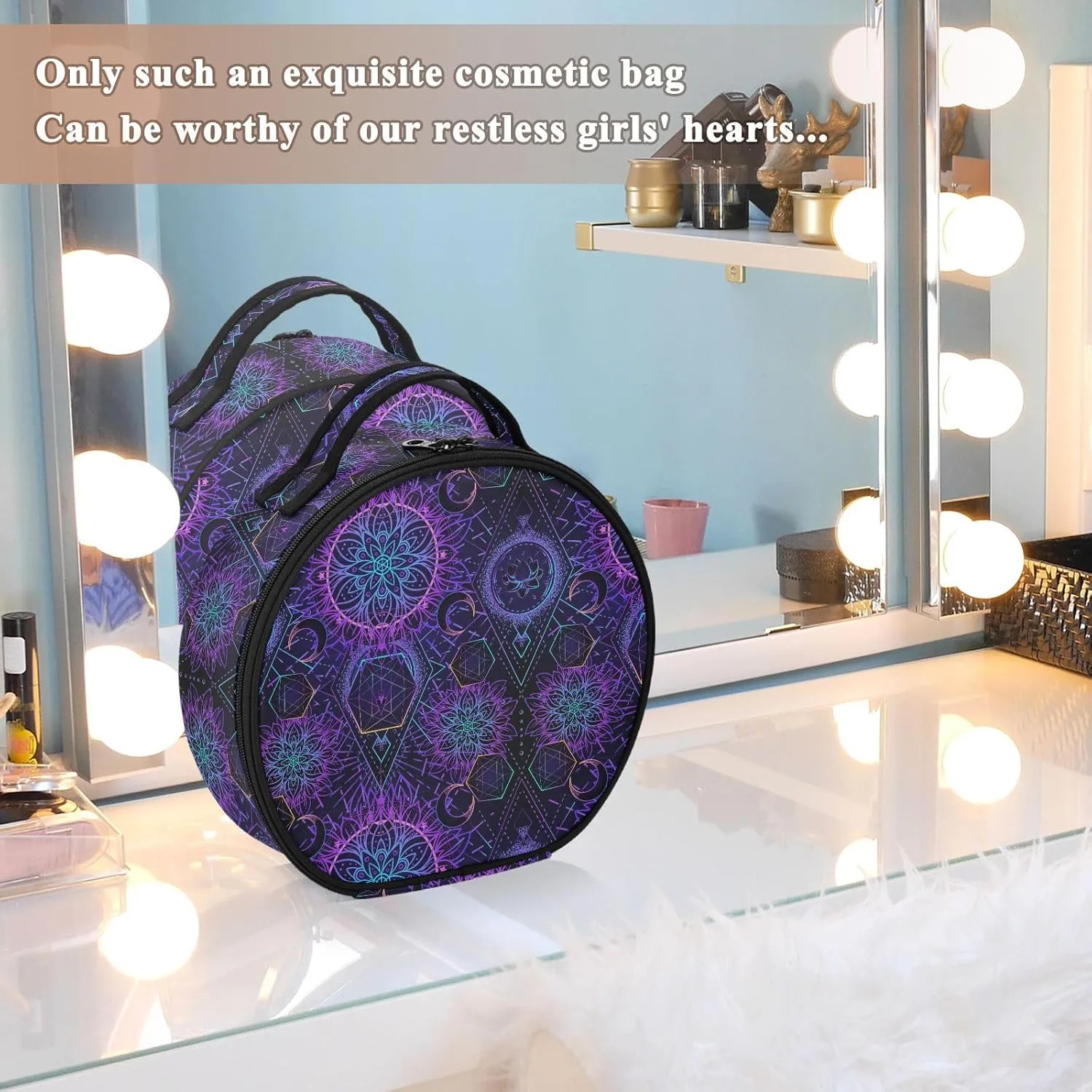 ALAZA Sacred Geometry Makeup Bag Travel Cosmetic Bag Large Toiletry Organizer