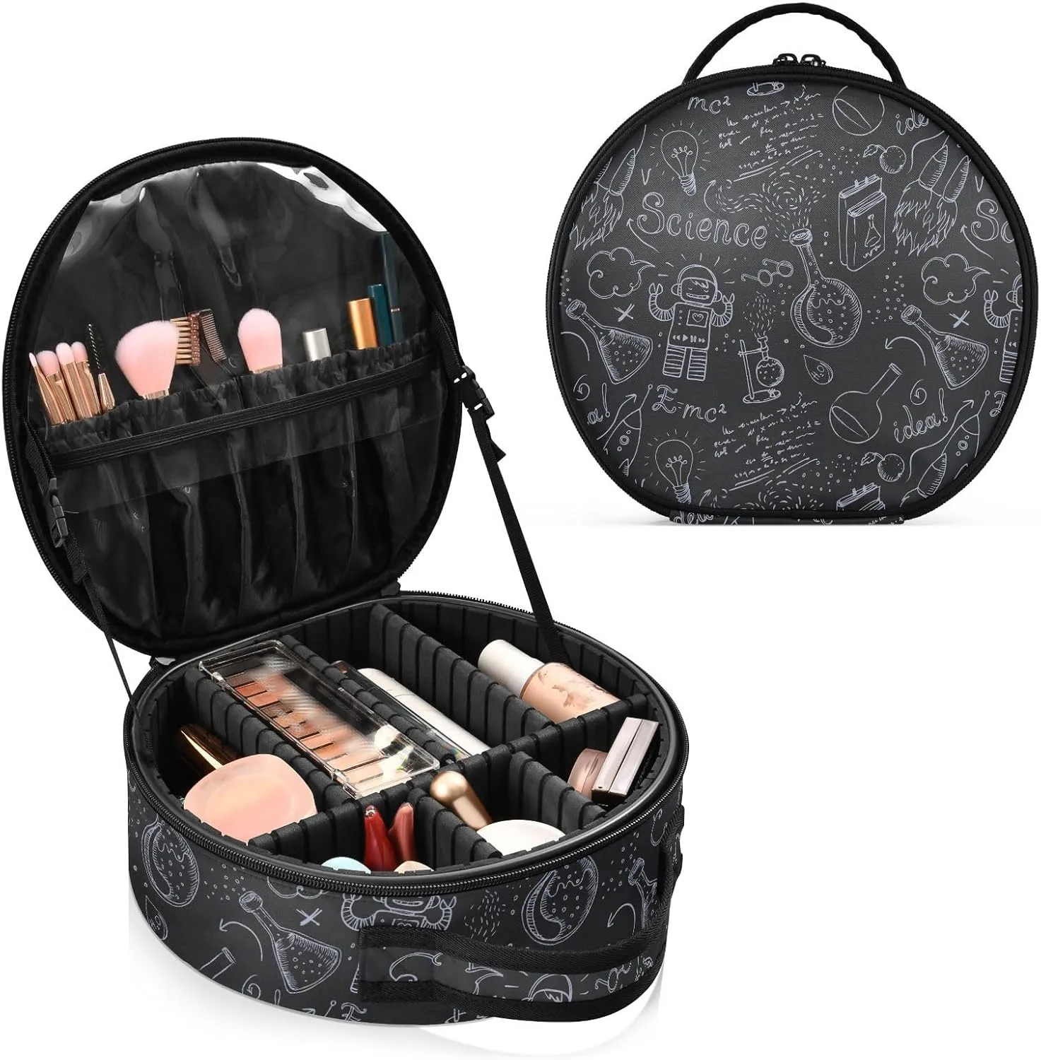 ALAZA Science Lab Objects Doodle Vintage on Blackboard Toiletry Bag Travel Makeup Case Organizer for Women