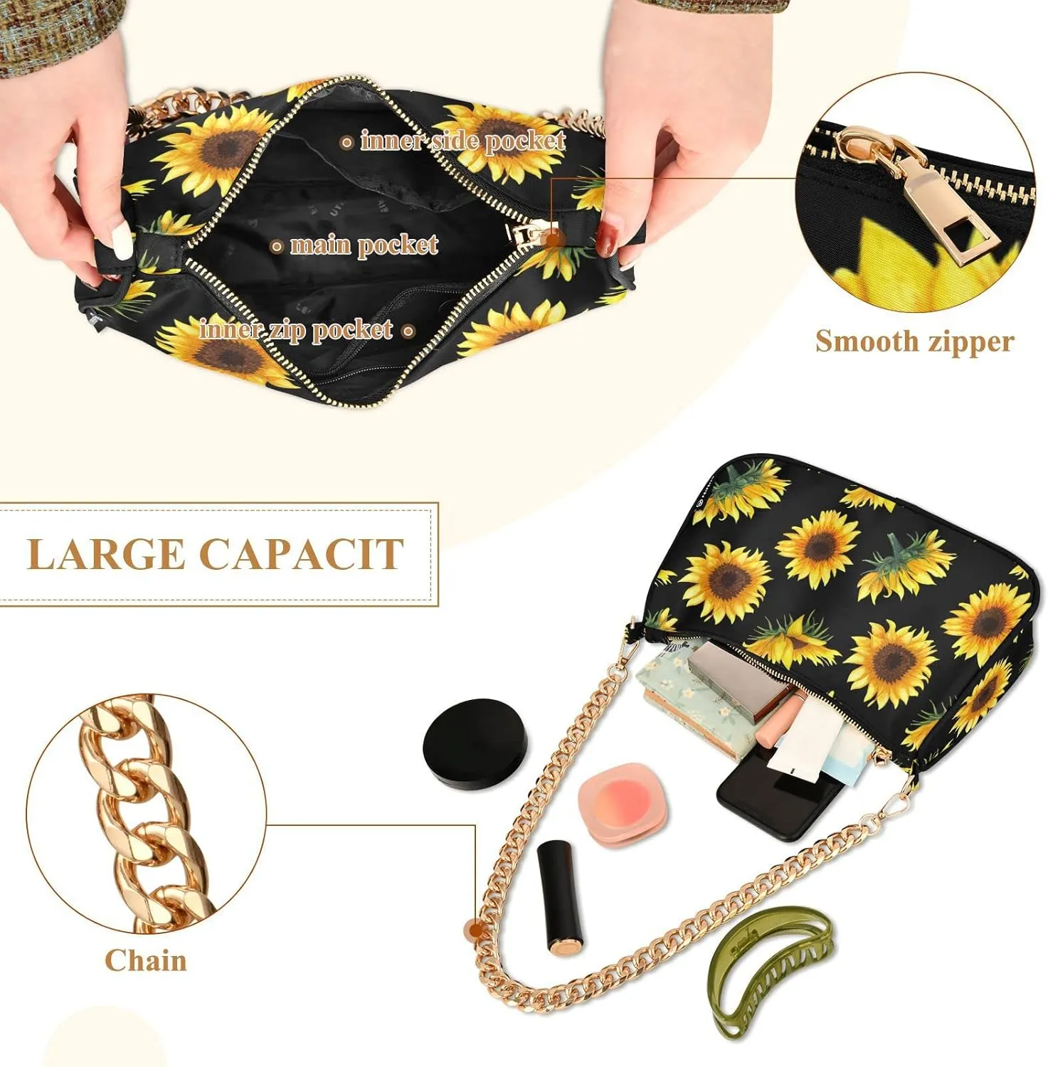 ALAZA Shoulder Bag Purse for Women Tote Handbag with Zipper Closure