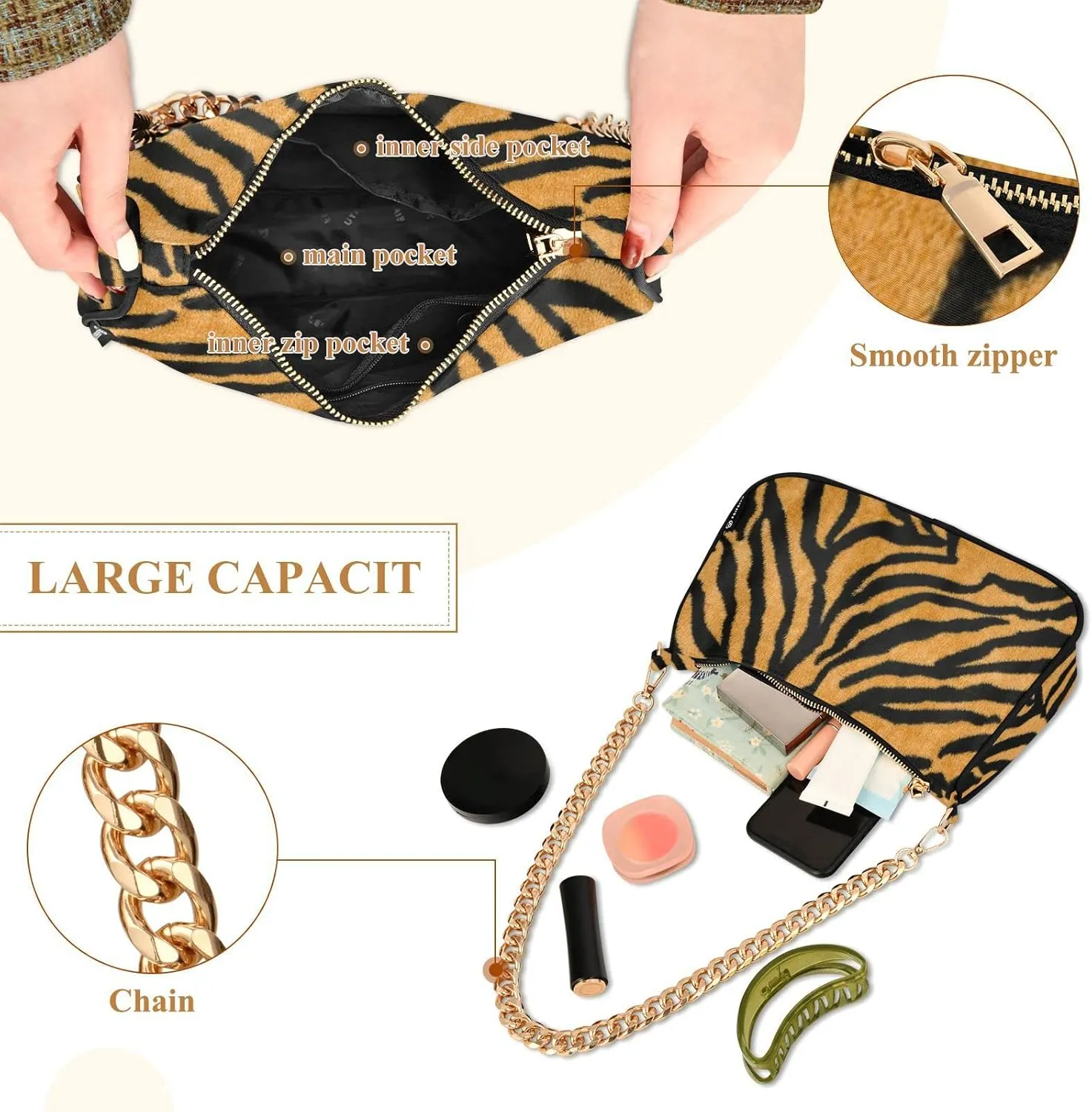 ALAZA Shoulder Bag Purse for Women Tote Handbag with Zipper Closure
