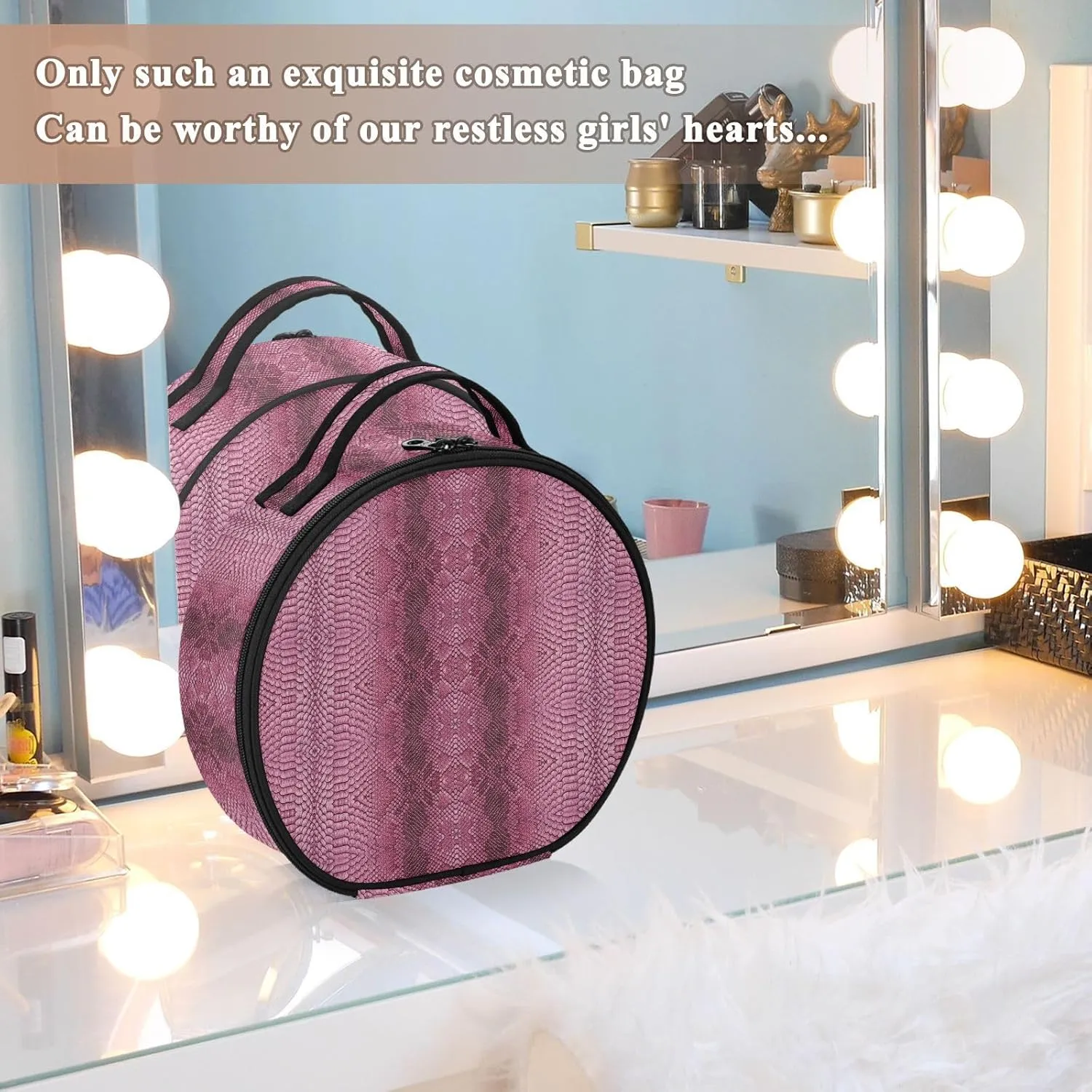 ALAZA Snake Skin Texture Closeup Toiletry Bag Travel Makeup Case Organizer for Women