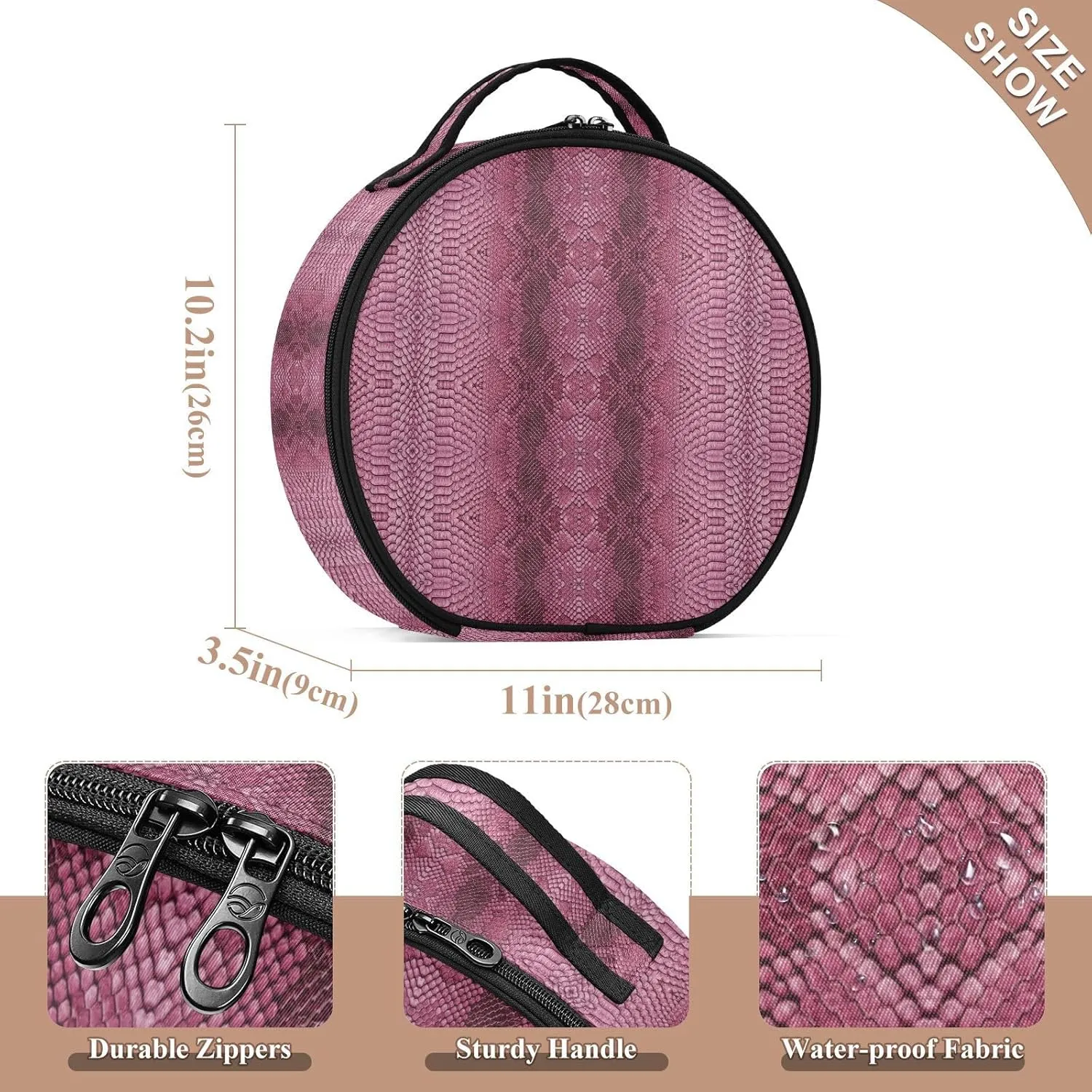 ALAZA Snake Skin Texture Closeup Toiletry Bag Travel Makeup Case Organizer for Women