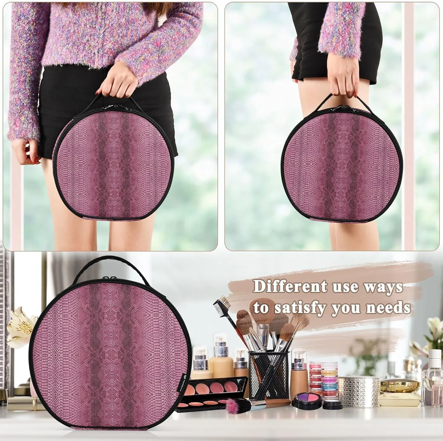 ALAZA Snake Skin Texture Closeup Toiletry Bag Travel Makeup Case Organizer for Women