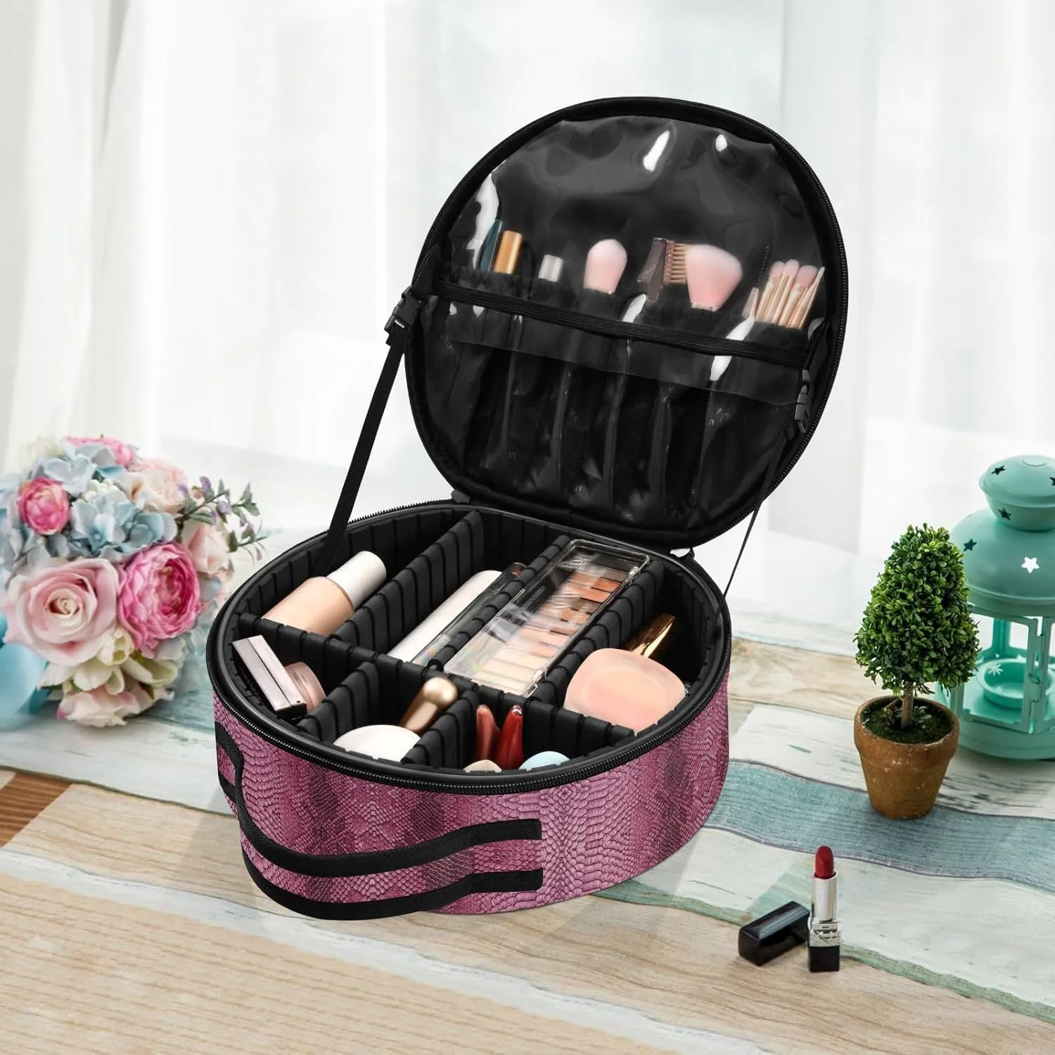 ALAZA Snake Skin Texture Closeup Toiletry Bag Travel Makeup Case Organizer for Women