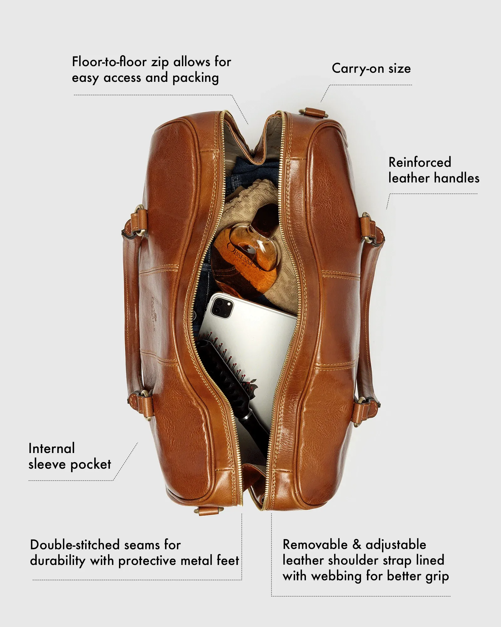 Albertis Piccolo Chocolate - Leather Duffle Bag