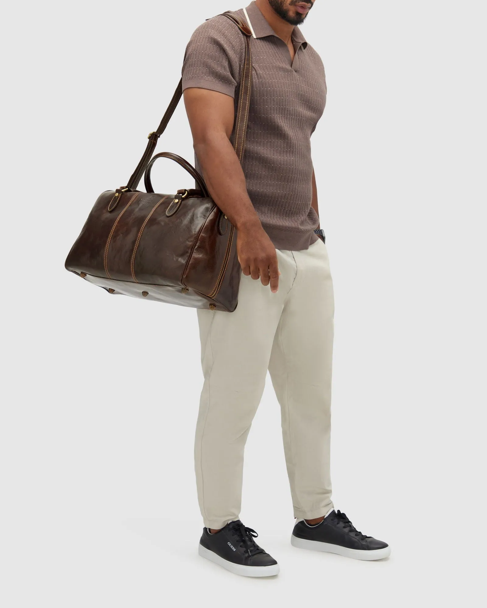 Albertis Piccolo Chocolate - Leather Duffle Bag