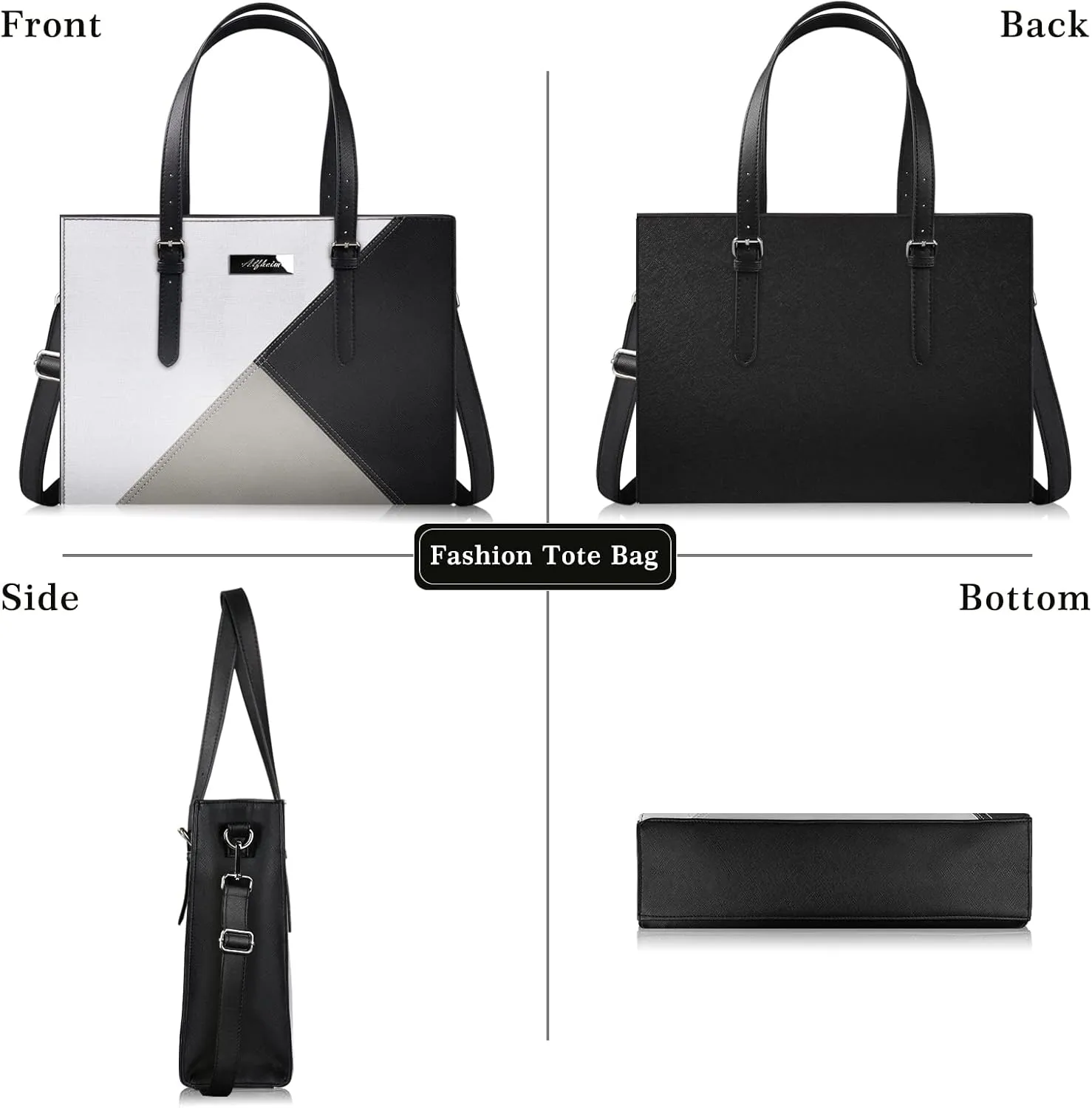 Alfheim Laptop Tote Bag for Women 15.6-16 inch Ladies Shoulder bag with Strap, Travel Business Large PU Leather Briefcase for Office Shopping,Compatible with Macbook Air/Macbook Pro 15.6 inch