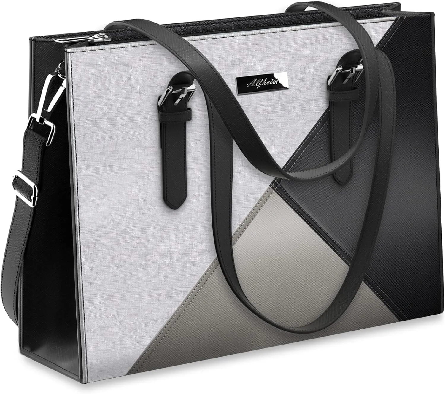 Alfheim Laptop Tote Bag for Women 15.6-16 inch Ladies Shoulder bag with Strap, Travel Business Large PU Leather Briefcase for Office Shopping,Compatible with Macbook Air/Macbook Pro 15.6 inch