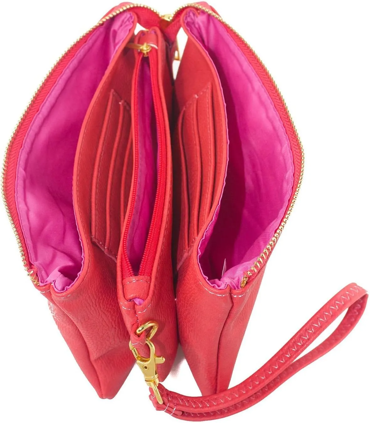 All-in-One Convertible Zipper Top Clutch Wristlet Wallet Crossbody Cell Case