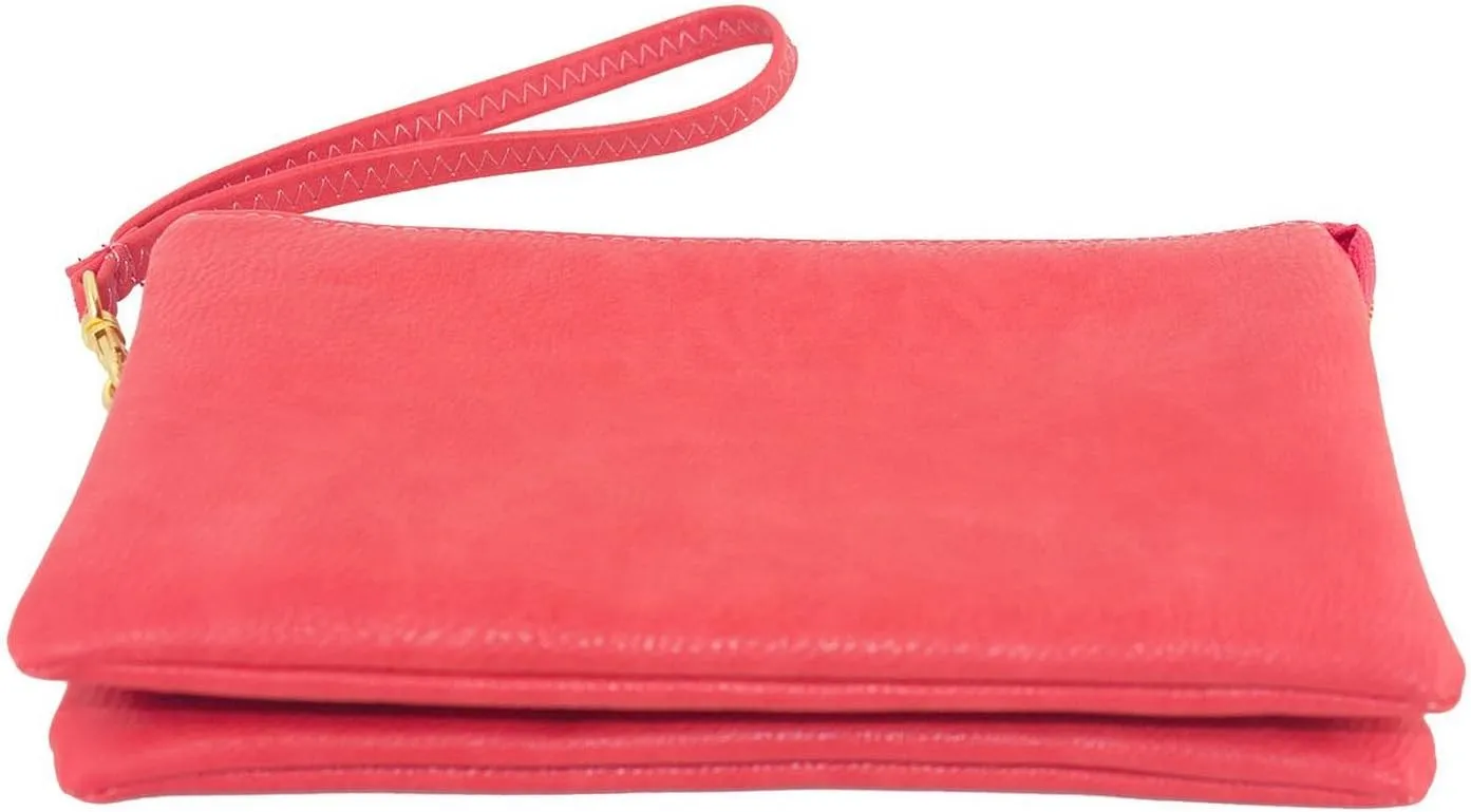 All-in-One Convertible Zipper Top Clutch Wristlet Wallet Crossbody Cell Case