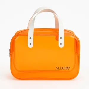 Allure Transparent Orange Travel Toiletry Bag with White Handles (AHBO_08)