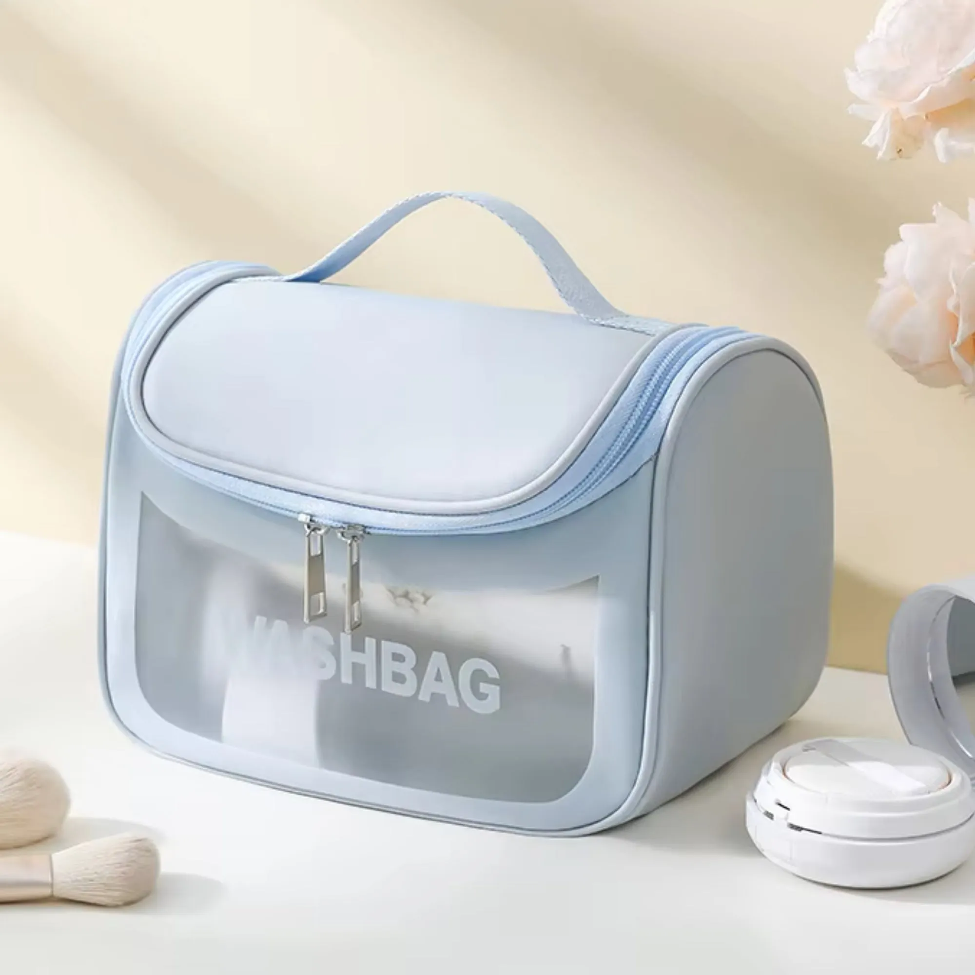 Allure Transparent Travel Toiletry Bag - Blue