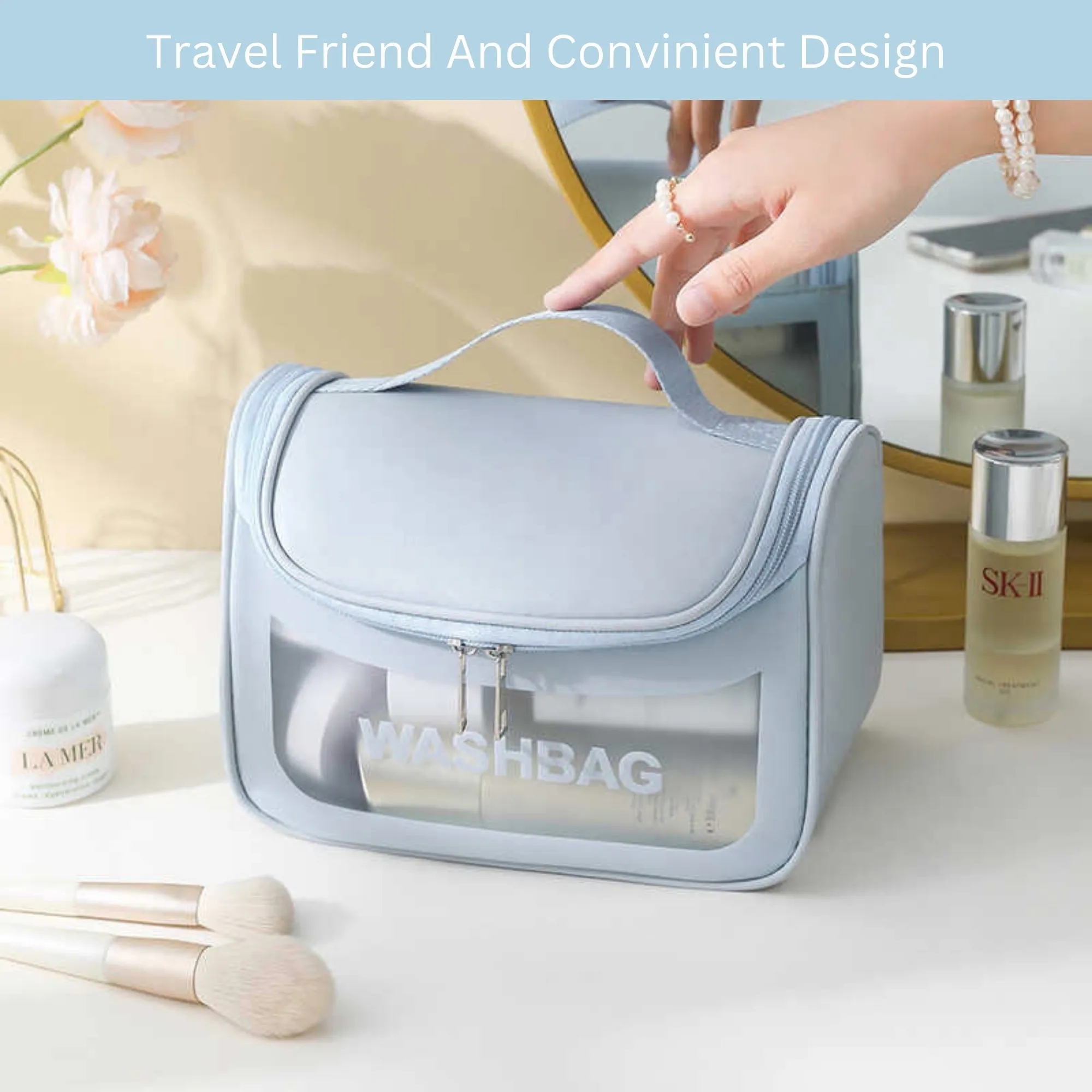 Allure Transparent Travel Toiletry Bag - Blue