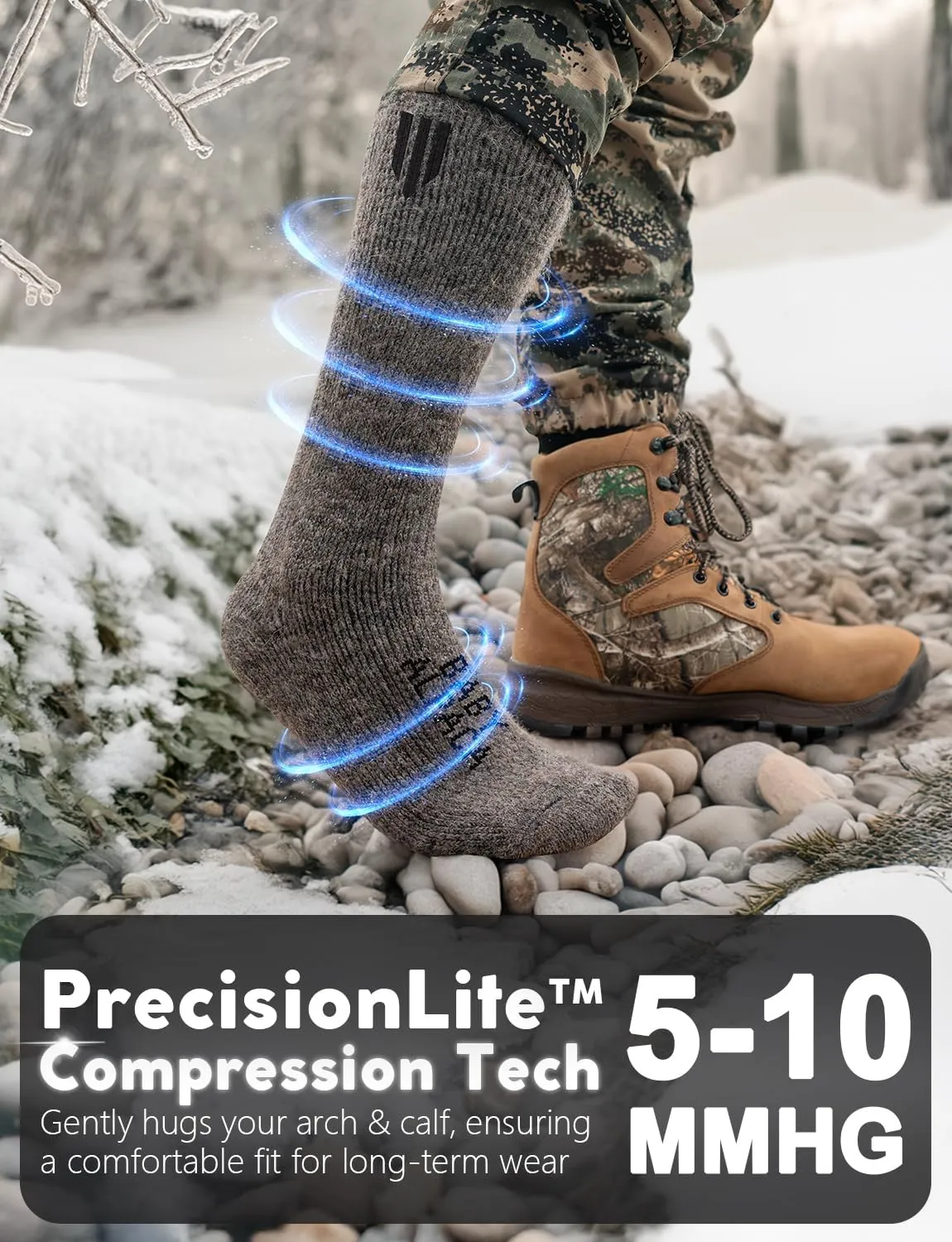 Alpaca Wool Boot Socks 2 pairs for Men and Women,Heavyweight Thick Thermal Socks Cold Weather Hunting Hiking,Moisture Wicking