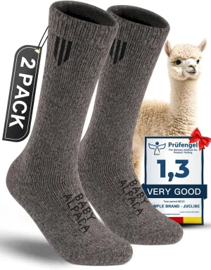 Alpaca Wool Boot Socks 2 pairs for Men and Women,Thick Thermal Winter Socks Cold Weather Hunting Hiking,Moisture Wicking