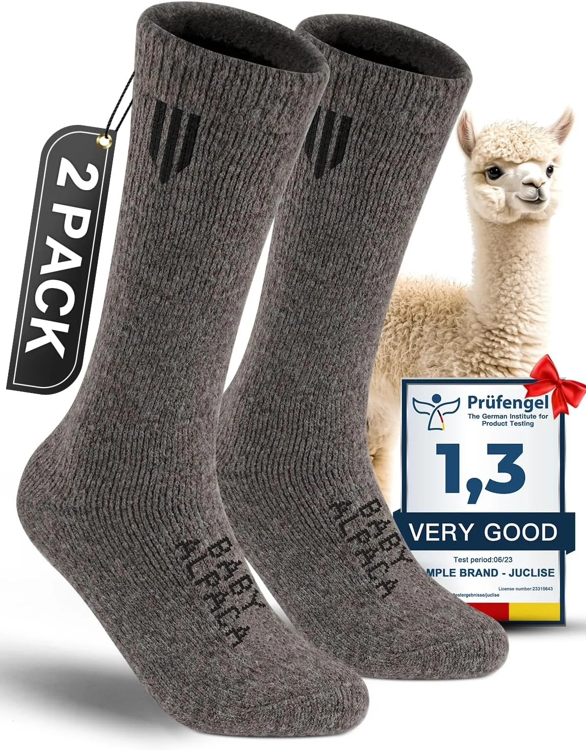 Alpaca Wool Boot Socks 2 pairs for Men and Women,Thick Thermal Winter Socks Cold Weather Hunting Hiking,Moisture Wicking