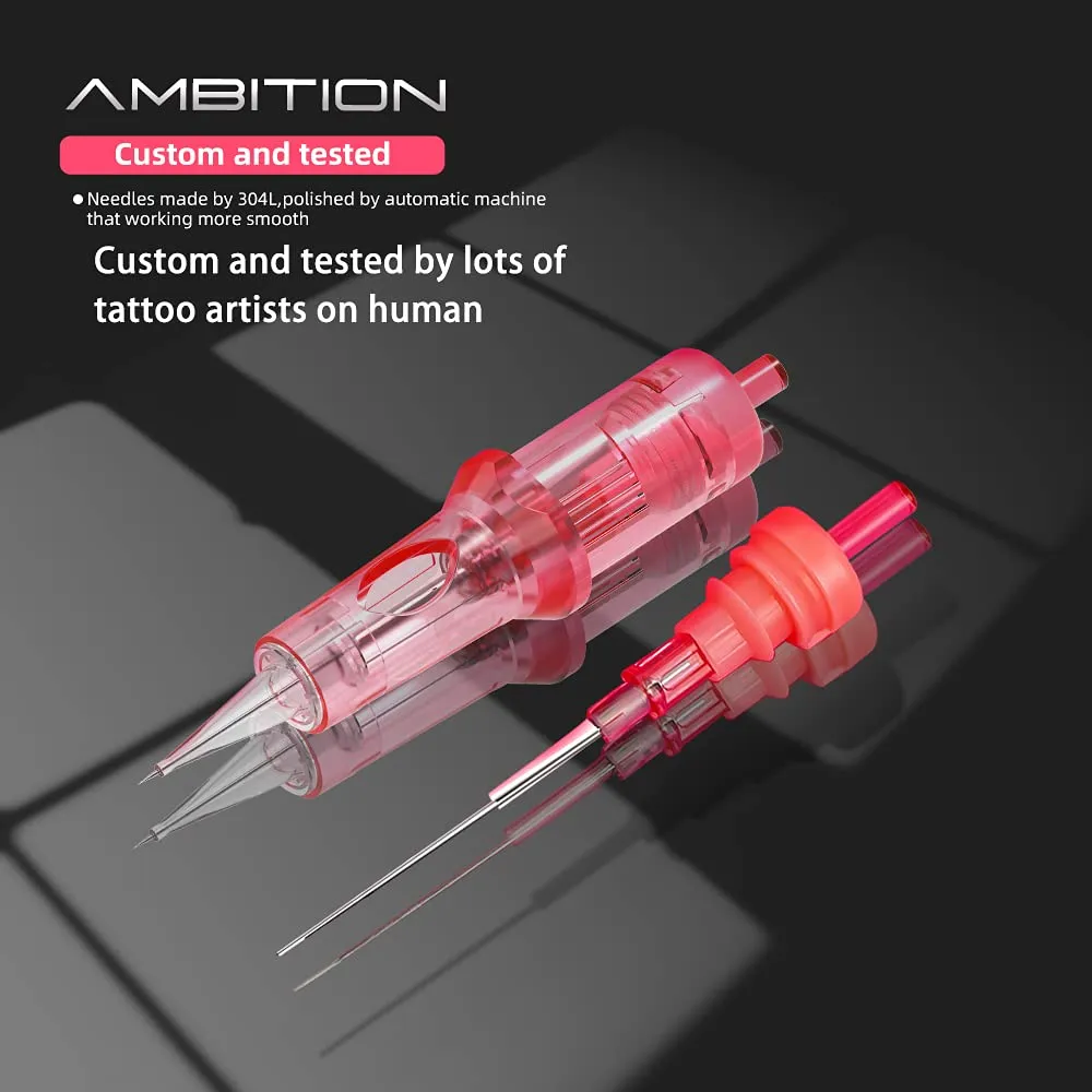 Ambition 20Pcs Disposable Tattoo Cartridge Needles Regular 1RL - 0.35MM Permanent Makeup Eyebrows Eyeliner Lips & SMP Tattoo Cartridge Supplies for Rotary Tattoo Pen Machine (1201RL)