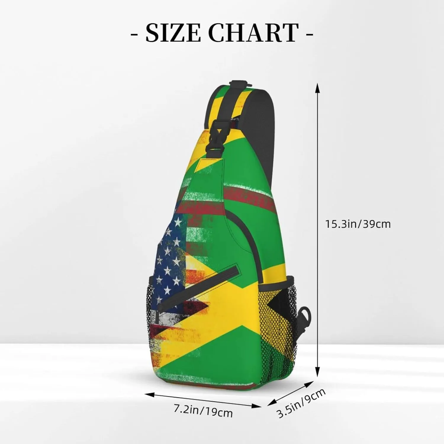 American Flag and Jamaican Flag Hiking Daypacks Cross-body Sling Backpack for Men Women Outdoor Cycling Hiking Travel