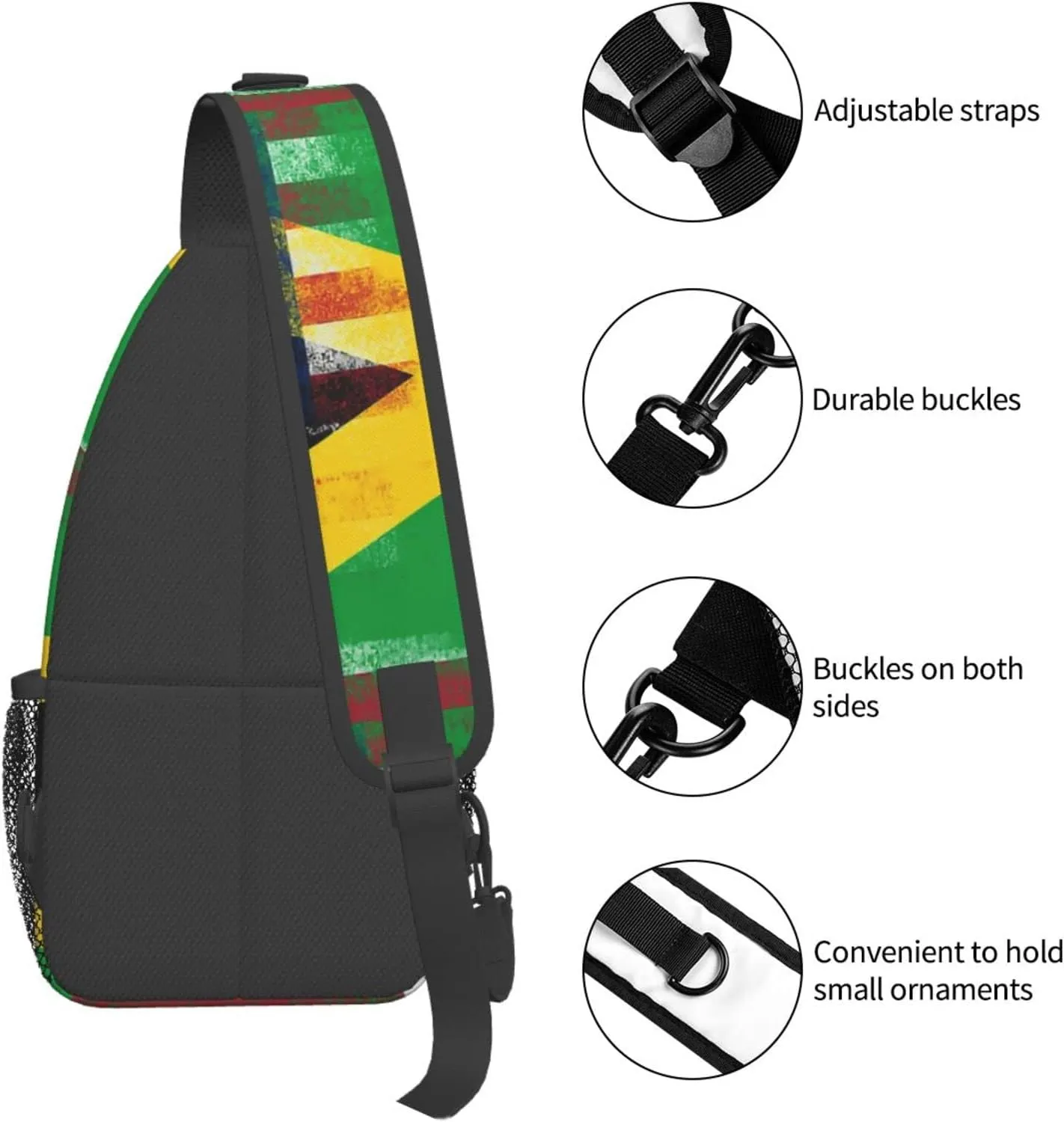 American Flag and Jamaican Flag Hiking Daypacks Cross-body Sling Backpack for Men Women Outdoor Cycling Hiking Travel