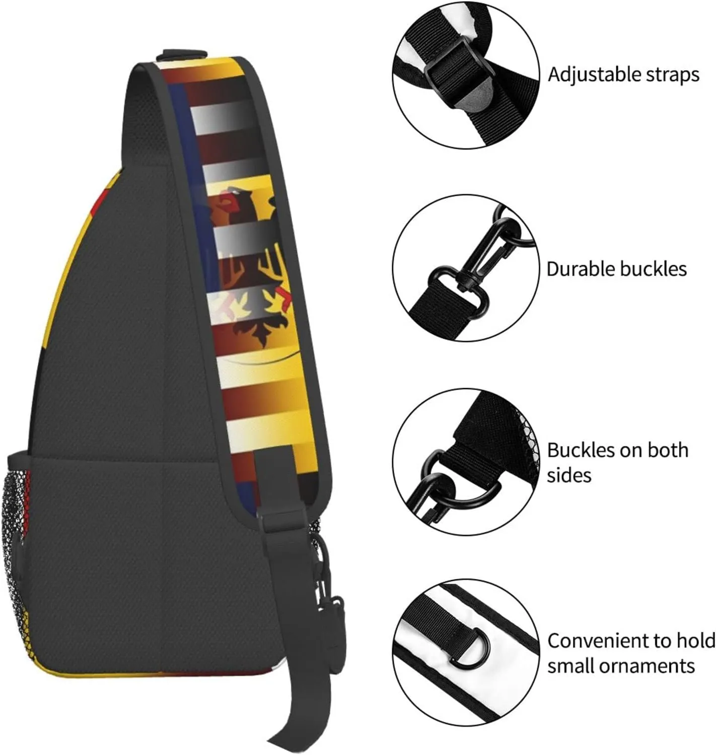 American German Flag Hiking Daypacks Cross-body Sling Backpack for Men Women Outdoor Cycling Hiking Travel