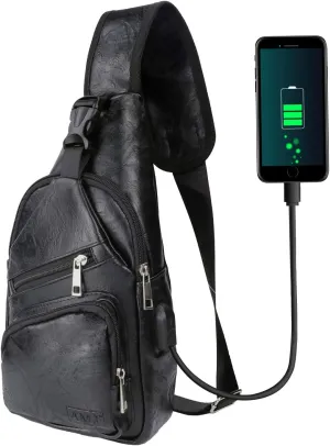 AMJ Crossbody Sling Bag Men Women, Casual Shoulder Backpack, Chest Daypack Satchel for Hiking Travel