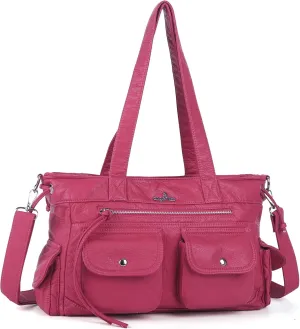 Angel Kiss Handbags for Women Soft Vegan Leather Purses Multiple Pockets Shoulder Bags Ladies Roomy Zippers Tote Bag