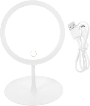 Angoily LED Smart Makeup Mirror 360° Adjustable 1200mAh Battery Non-Slip Base Cosmetics Storage Brightness Control