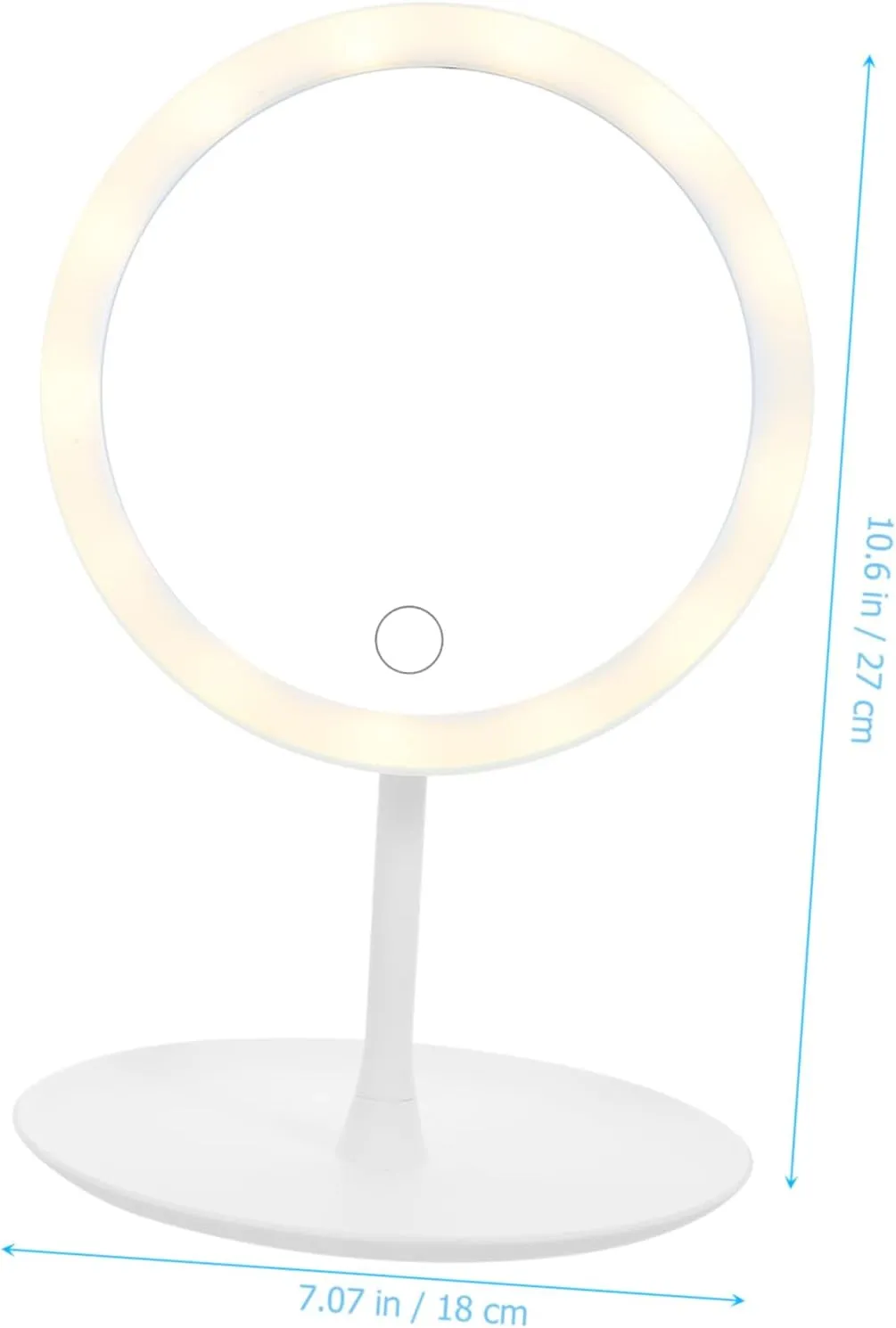 Angoily LED Smart Makeup Mirror 360° Adjustable 1200mAh Battery Non-Slip Base Cosmetics Storage Brightness Control