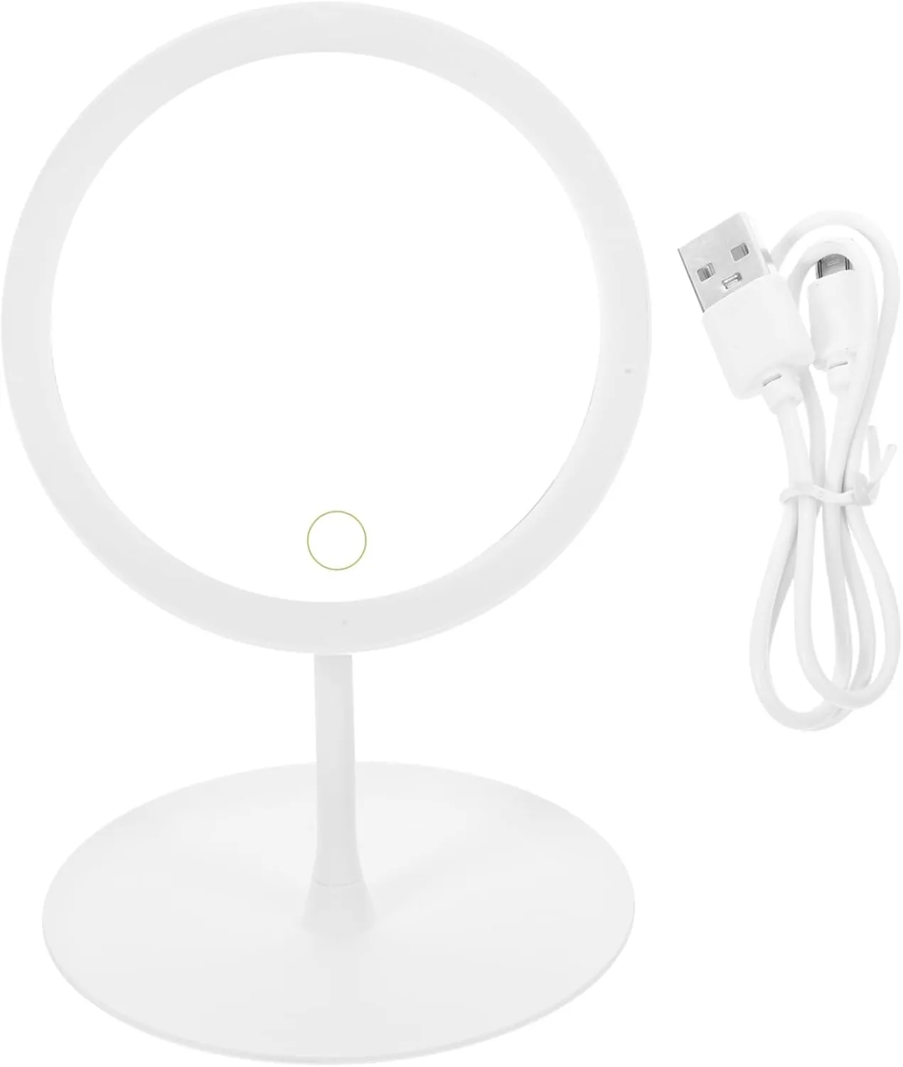 Angoily LED Smart Makeup Mirror 360° Adjustable 1200mAh Battery Non-Slip Base Cosmetics Storage Brightness Control