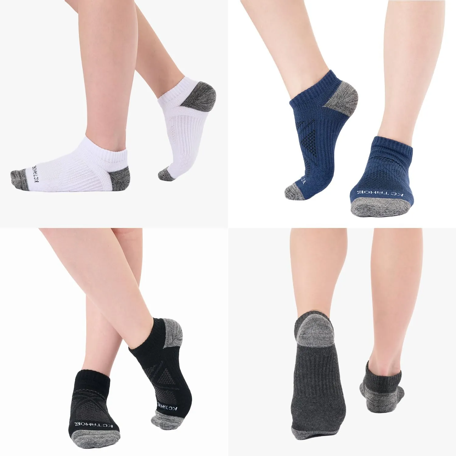 Anti-odor Low Cut Ankle Socks For Men & Women (4 Pairs) Cushioned Arch Support Socks