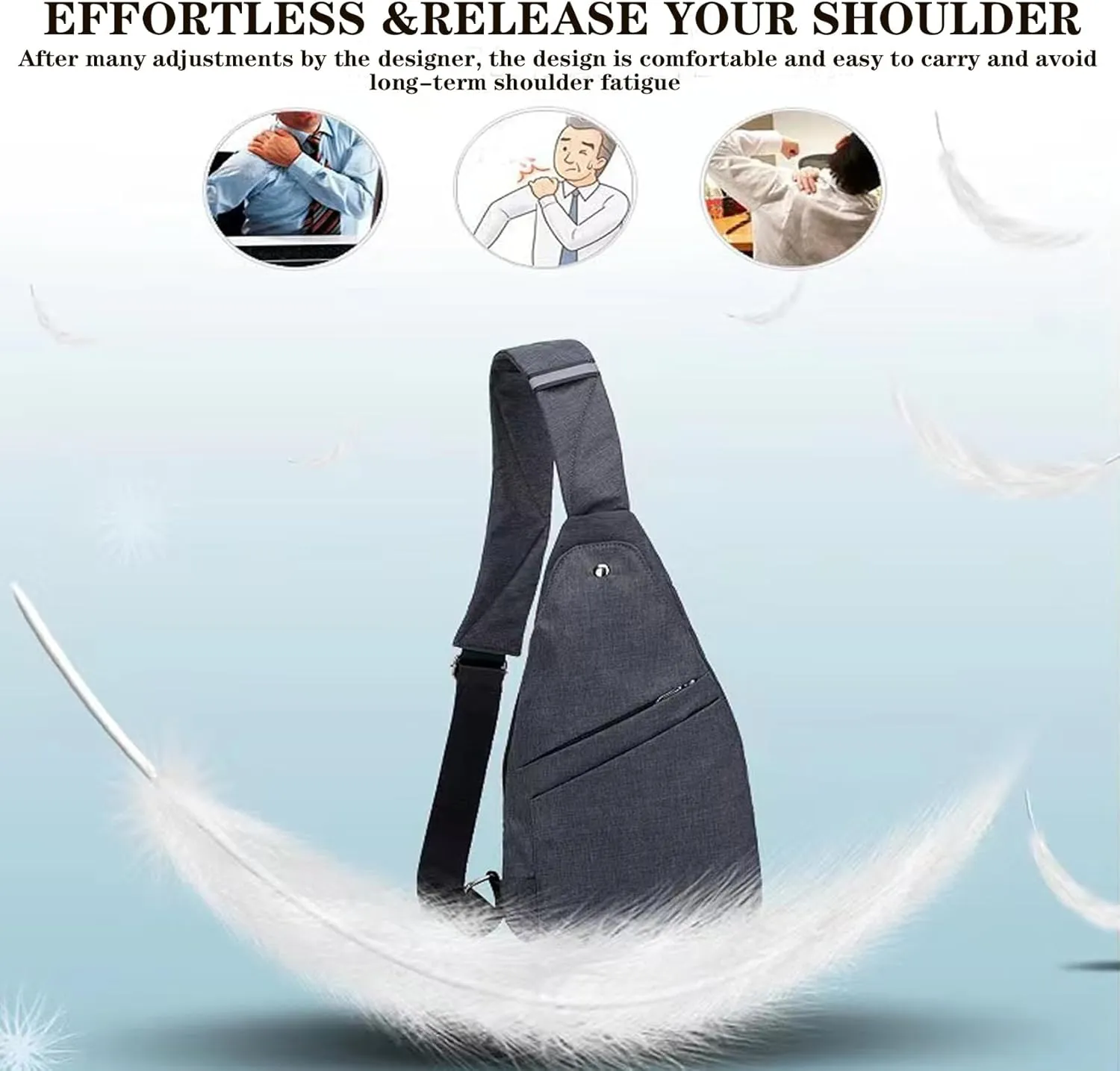 Anti-Theft Crossbody Bag for Women Men, Waterproof Shoulder Backpack Sling Chest Crossbody Bag Casual Daypack