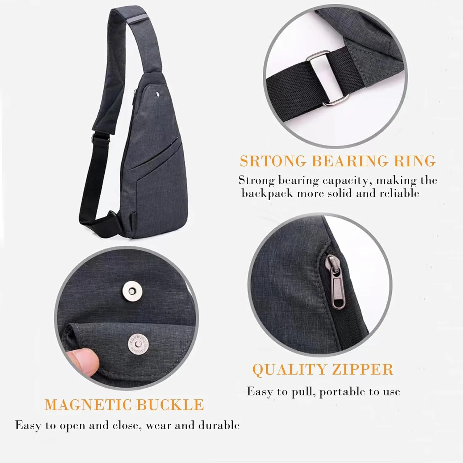 Anti-Theft Crossbody Bag for Women Men, Waterproof Shoulder Backpack Sling Chest Crossbody Bag Casual Daypack
