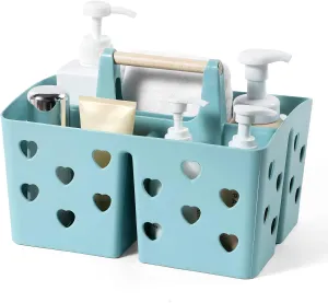 Anyoifax Portable Shower Caddy Plastic Shower Basket Organizer Divided Bathroom Caddy Storage Cleanning Caddy Tote with Handle for College, Dorm Room, Kitchen, Blue