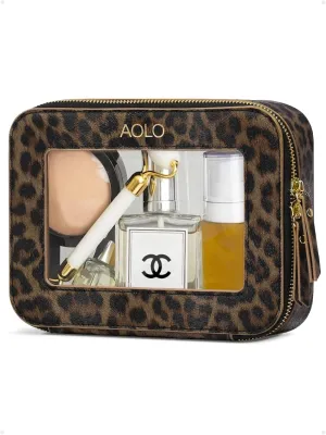 AOLO Travel Makeup Bag for Women - Clear Cosmetic Bags, Carry-on Make up Organizer Pouch with Transparent Windows and Zippers, TSA Approved Cute Cosmetics Case for Women & Girls