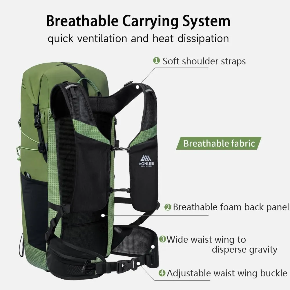 AONIJIE 24L Lightweight Hiking Backpack for Men, Adjustable & Multifunctional Backpacking Travel Gear Running Daypack (24L-Black)