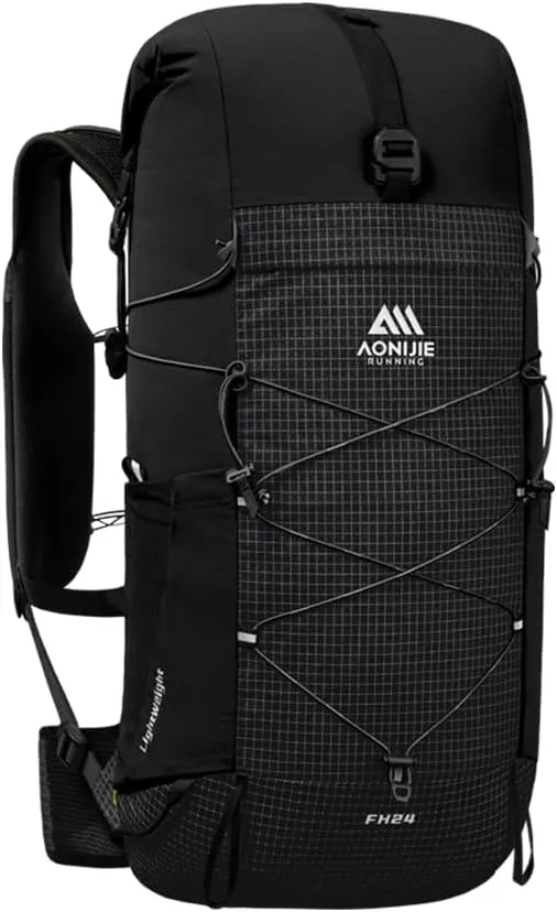 AONIJIE 24L Lightweight Hiking Backpack for Men, Adjustable & Multifunctional Backpacking Travel Gear Running Daypack (24L-Black)