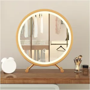 APLUSH Large Makeup Mirror with Lights, Smart Control, 3 Color Modes, Adjustable Warm White/Natural/Daylight(Gold,Small)
