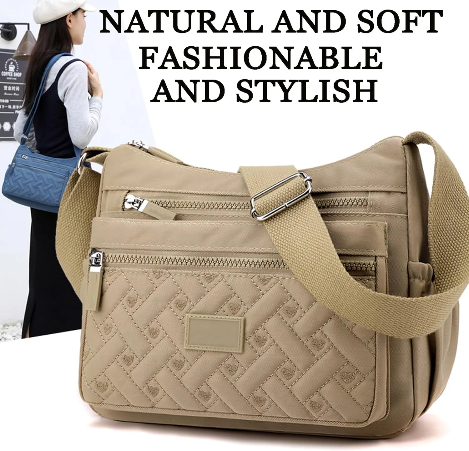 Appreciarel Crossbody Bag, Nylon Printed Shoulder Messenger Bag, Adjustable Shoulder Strap, Large Capacity