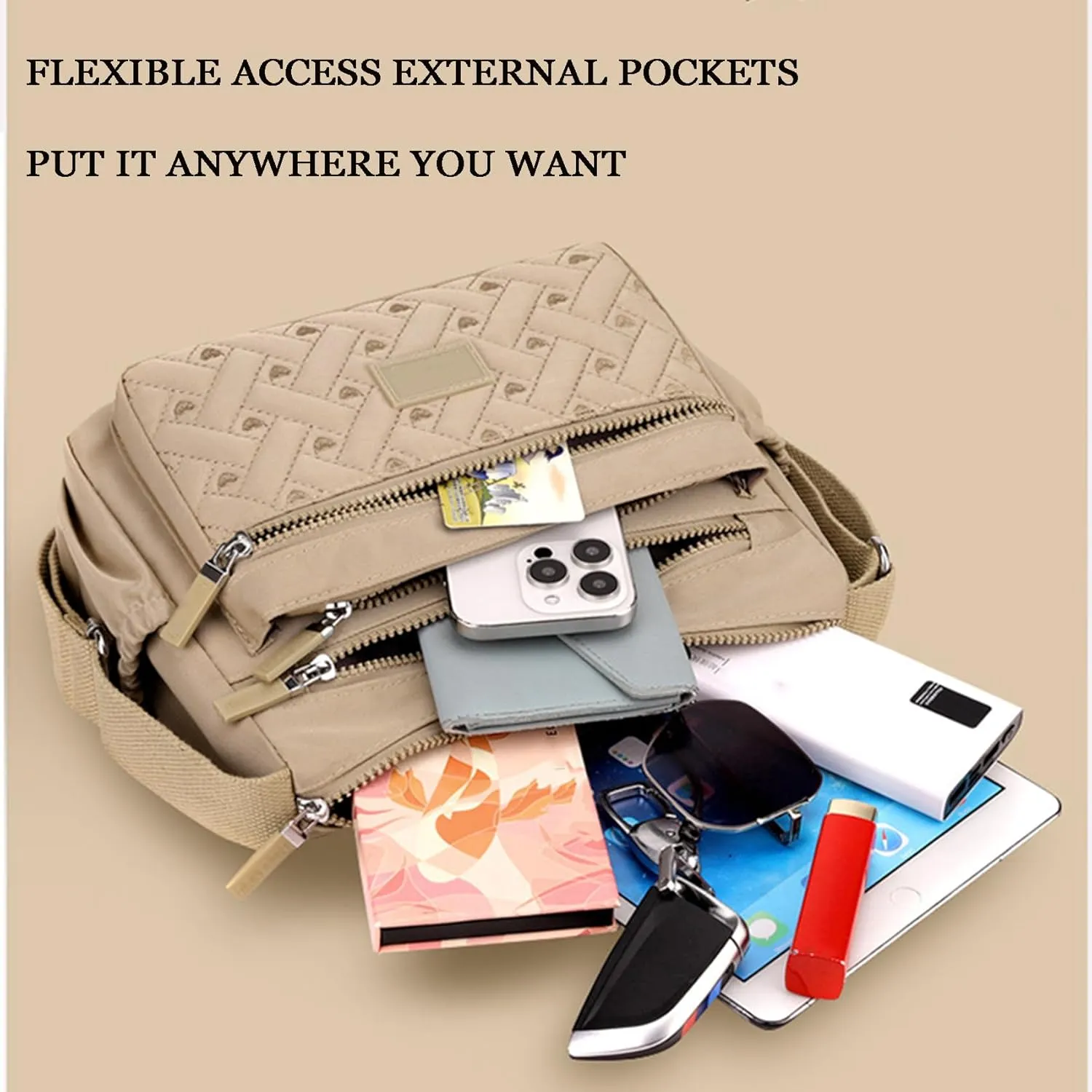 Appreciarel Crossbody Bag, Nylon Printed Shoulder Messenger Bag, Adjustable Shoulder Strap, Large Capacity