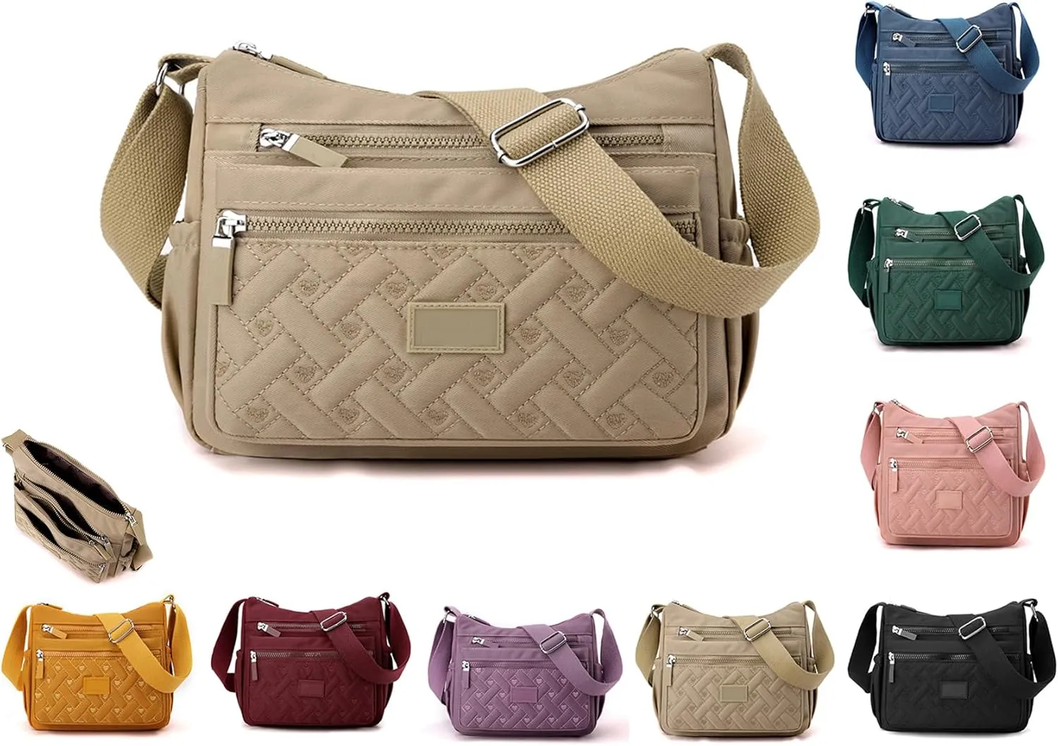 Appreciarel Crossbody Bag, Nylon Printed Shoulder Messenger Bag, Adjustable Shoulder Strap, Large Capacity
