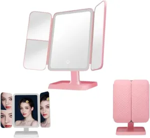 Aristoparis Makeup Mirror, Glisera Smart Mirror, Glisera Makeup Mirror, 3 Color Led Makeup Mirror with Magnification, Folding Three-Sided Makeup Mirror, Makeup Vanity Mirror with Lights