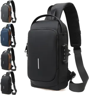 Auricz Bag, New Carbon Fiber Streamline Anti-Theft Sling Bag, USB Charging Port Waterproof Chest Daypack for Travel