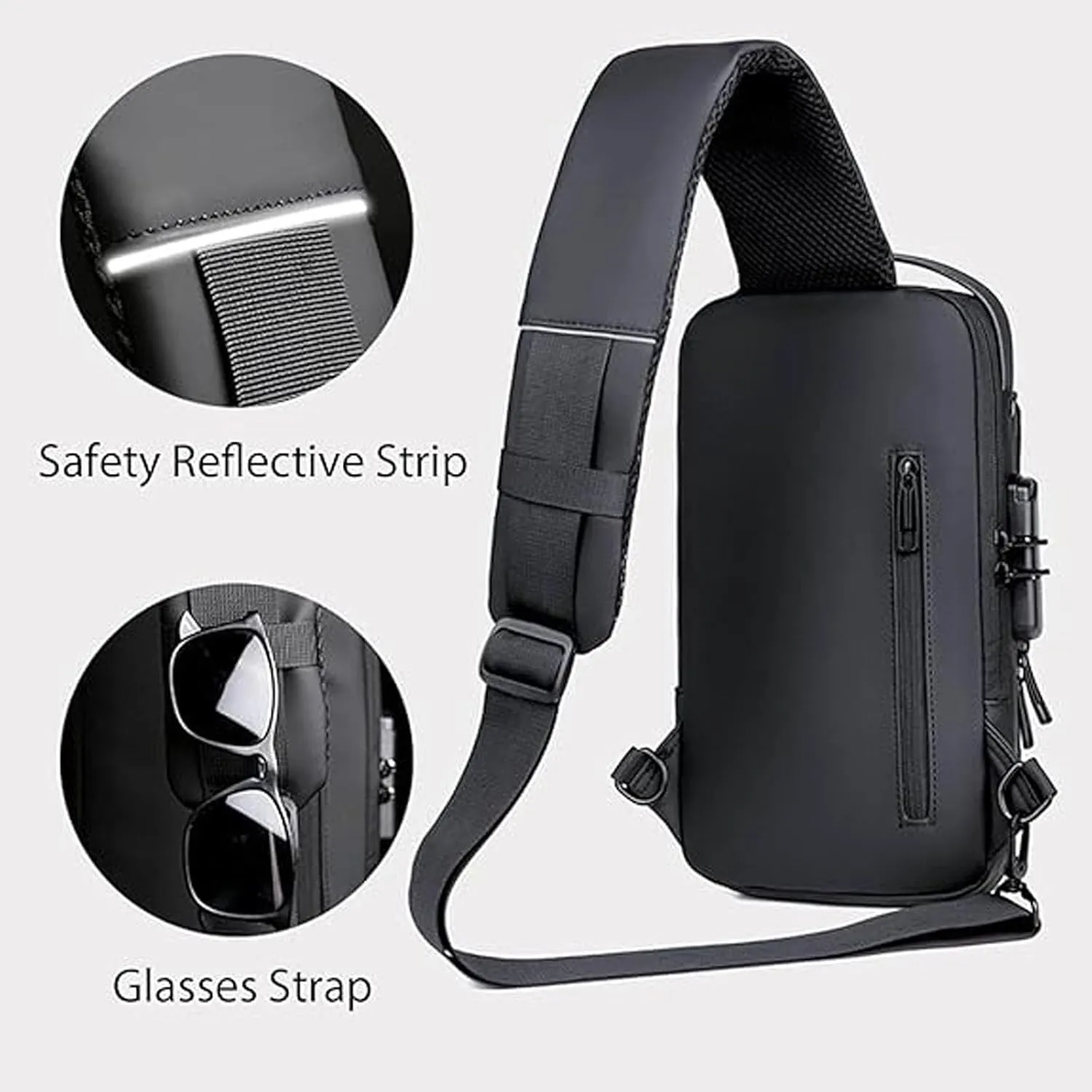 Auricz Bag, New Carbon Fiber Streamline Anti-Theft Sling Bag, USB Charging Port Waterproof Chest Daypack for Travel